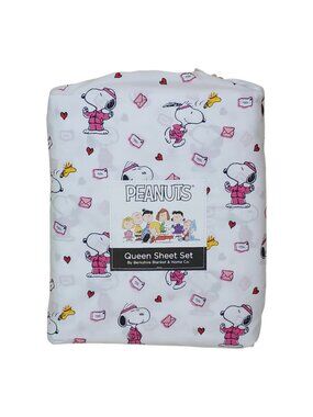 Peanuts Snoopy & Woodstock Queen Sheet Set By Berkshire Valentines Day Letters